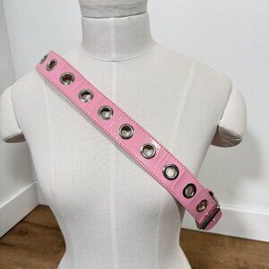 Pink Leather Belt Large Grommets Emo